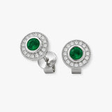 EMERALD AND DIAMOND HALO STUD EARRINGS