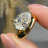 "Elan" 3.01 Carat Pear Cut Solitaire Lab Grown Diamond Engagement Ring HLR557