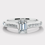 "Elara" 1 Carat Emerald Cut Diamond Horizontal Baguette Diamond Shoulder DSEC02