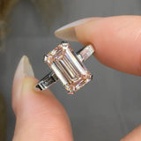 "Elarion" Pink 2.3 Carat Emerald Cut Trilogy Lab Grown Diamond Engagement Ring HLD1113 HEERA DIAMONDS