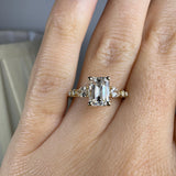 "Elaska" Emerald Cut 4 Carat Yellow Gold Diamond Shoulder Engagement Ring Life style- Top view