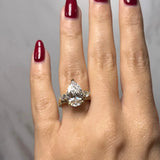 "Elizabeth" Three stone Pear Shape Diamond Trilogy Matching Bridal Set Engagement Ring HEERA DIAMONDS