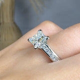 "Elric" 1.28 Carat Princess Cut Natural Diamond Shoulder Engagement Ring RAM1260R