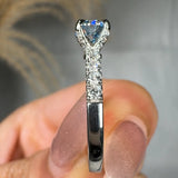 "Elvaris" Blue Sapphire 0.4 Carat Round Cut Lab Grown Diamond Shoulder Engagement Ring HM1259 HEERA DIAMONDS