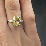 "Elvion" 2.14 Carat Yellow Radiant Cut Diamond Trilogy Engagement Ring HLR635 HEERA DIAMONDS