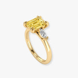 "Elvion" 2.14 Carat Yellow Radiant Cut Lab Grown Diamond Trilogy Engagement Ring HLR635