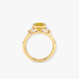 "Elvion" 2.14 Carat Yellow Radiant Cut Lab Grown Diamond Trilogy Engagement Ring HLR635