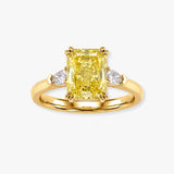 "Elvion" 2.14 Carat Yellow Radiant Cut Lab Grown Diamond Trilogy Engagement Ring HLR635