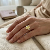 "Elvion" 2.14 Carat Yellow Radiant Cut Lab Grown Diamond Trilogy Engagement Ring HLR635