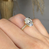 "Elyssia" 3.02 Carat Oval Cut Lab Grown Diamond Shoulder Engagement Ring HLR459
