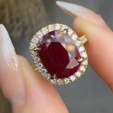 "Elyx" Ruby 4.34 Carat Cushion Cut Natural Diamond Shoulder Engagement Ring HR1386 HEERA DIAMONDS