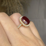 "Elyx" Ruby 4.34 Carat Cushion Cut Natural Diamond Shoulder Engagement Ring HR1386 HEERA DIAMONDS