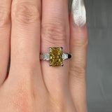 "Elyzith" Yellow 2.02 Carat Radiant Cut Trilogy Lab Grown Diamond Engagement Ring HLM513 HEERA DIAMONDS