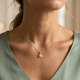 Emerald Cut Solitaire Diamond Pendant With 18 Inches Chain Necklace PEC4B