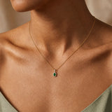 Emerald Diamond Halo Pendant