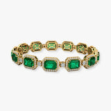 Emerald Shape 11 Carat Emerald Gem Center Featuring Diamond Halo Bracelet BRHAEME