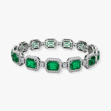Emerald Shape 11 Carat Emerald Gem Center Featuring Diamond Halo Bracelet BRHAEME