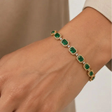 Emerald Shape 11 Carat Emerald Gem Center Featuring Diamond Halo Bracelet BRHAEME HEERA DIAMONDS