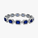 Emerald Shape 11 Carat Sapphire Center Featuring Diamond Halo Bracelet BRHAEMS