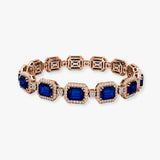 Emerald Shape 11 Carat Sapphire Center Featuring Diamond Halo Bracelet BRHAEMS