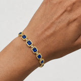 Emerald Shape 11 Carat Sapphire Center Featuring Diamond Halo Bracelet BRHAEMS