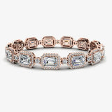 Emerald Shape Halo 14 Carat Diamond Bracelet BRHAEM HEERA DIAMONDS