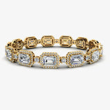 Emerald Shape Halo 14 Carat Diamond Bracelet BRHAEM HEERA DIAMONDS