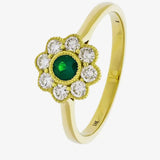 Emerald and Diamond Cluster Ring HEERA DIAMONDS