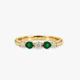 Emerald and Diamond Five Stone Ring in Claw Setting