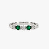 Emerald and Diamond Five Stone Ring in Claw Setting
