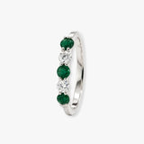 Emerald and Diamond Five Stone Ring in Claw Setting