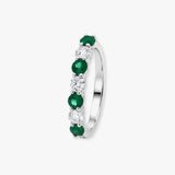 Emerald and Diamond Seven Stone Ring in Claw Setting