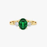 Emerald and Diamond Three Stone Ring