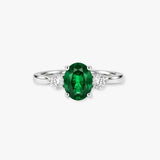 Emerald and Diamond Three Stone Ring
