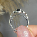 "Ero" Blue Sapphire 1.35 Carat Oval Cut Lab Grown Diamond Shoulder Engagement Ring HM931