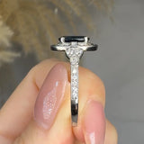 "Ero" Blue Sapphire 1.35 Carat Oval Cut Lab Grown Diamond Shoulder Engagement Ring HM931