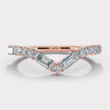 "Este" V Shape Eternity Ring Emerald and Round Brilliant Cut 0.90ct Diamond ET41