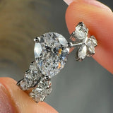 "Estella" 1.11 Carat Pear Cut Shoulder Diamond Engagement Ring HLR553 HEERA DIAMONDS