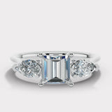 "Estelle" 1 carat Three Stone Princess Cut with Pear Cut Diamond Trilogy Engagement Ring 3SPC02