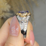 "Evyelle" Tanzanite 0.81 Carat Oval Cut Natural Diamond Shoulder Engagement Ring RAM750M