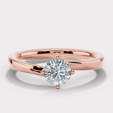 "Faith" 1 carat Solitaire Round Brilliant Cut Twist Prongs Diamond Engagement Ring SSRB11