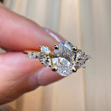 "Fiona" Oval Cut 0.70 Diamond Shoulder 18K Yellow Gold Engagement Ring Life Style- Front View