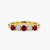 Five Stone Diamond and Ruby Ring