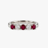 Five Stone Diamond and Ruby Ring