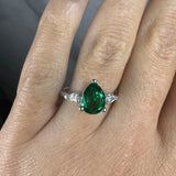 "Glenda" Three Stone Pear Cut Platinum Trilogy Engagement Ring 3SPS01E HEERA DIAMONDS