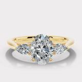 "Glenney" 2.5 Carat Three Stone Oval Cut with Pear Trilogy Engagement Ring