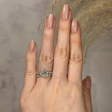 "Goldie" Oval Cut Diamond Shoulders Eternity Engagement Ring Life style- Top View