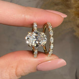 "Goldie" Oval Cut Diamond Shoulders Eternity Engagement Ring Life style- Front view