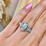 "Grandeur" Marquise Cut 3 Carat Diamond Shoulder Platinum Engagement Ring HEERA DIAMONDS