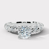 "Grettel" Round Cut 3 Carat Twisted Spiral Diamond Shoulder Engagement Ring DSRB20 HEERA DIAMONDS